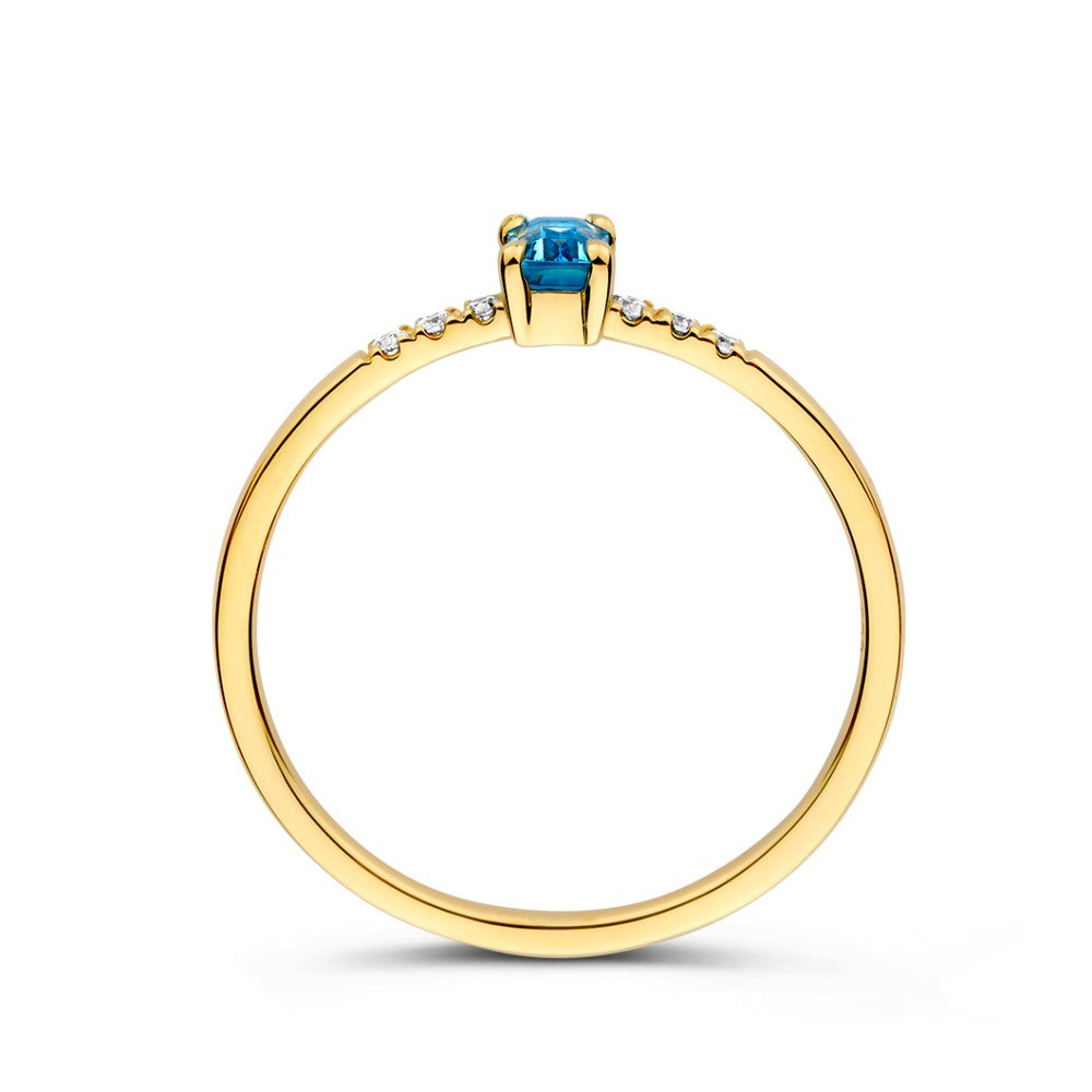 Bague or jaune topaze + diamant