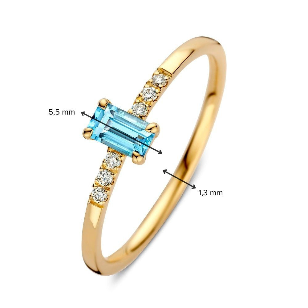 Bague or jaune topaze + diamant
