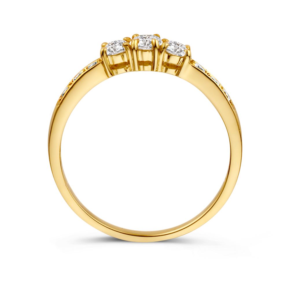 Bague en Or Jaune avec Zircones – Or Jaune 14 Carats, Élégance Subtile
