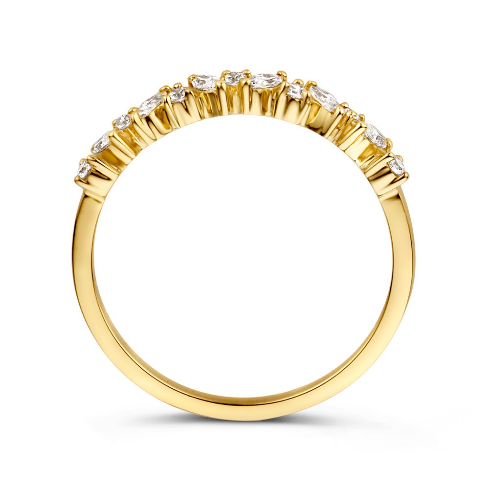 Or jaune 14 carats, tailles uniques, monture élégante en demi-ronde
