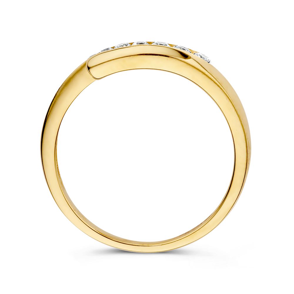 Bague en or jaune avec zircones - Élégance dans chaque détail