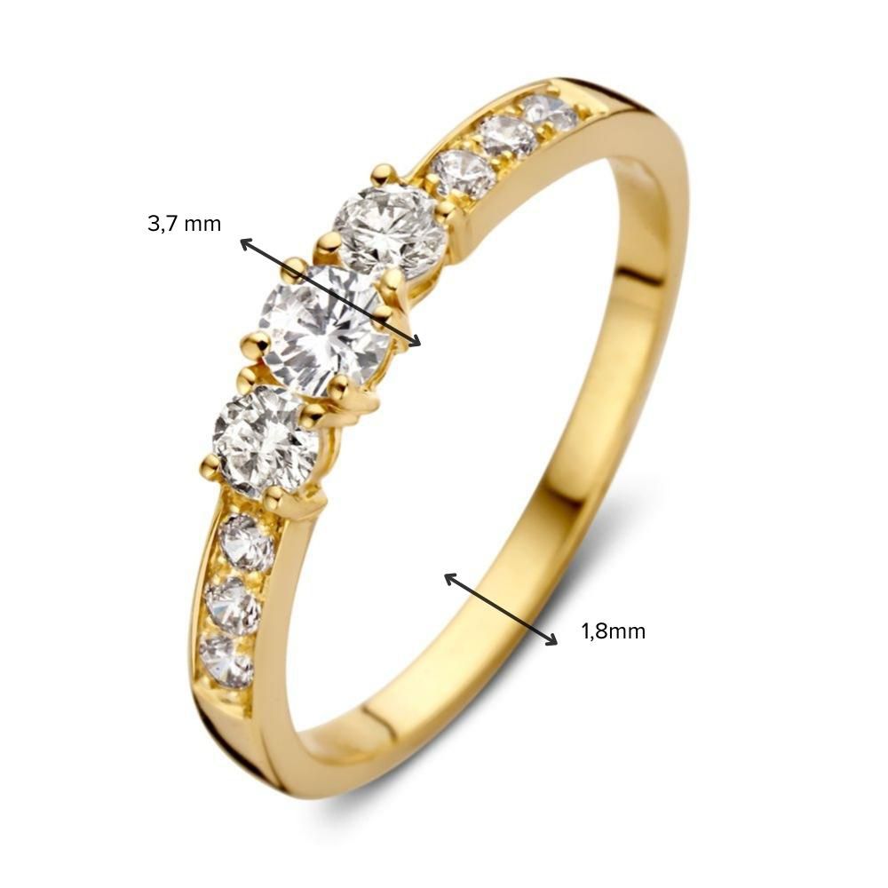 Bague en Or Jaune avec Zircones – Or Jaune 14 Carats, Élégance Subtile