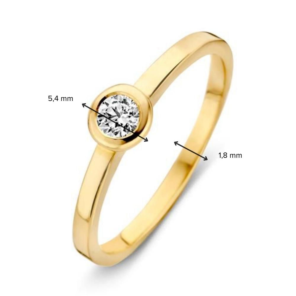 Bague pour femme en or jaune avec zircone en modèle solitaire : élégance dans sa forme la plus pure