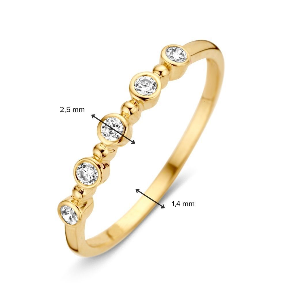 Bague pour femme en or jaune subtil avec zircone en sertissage élégant – or 14 carats