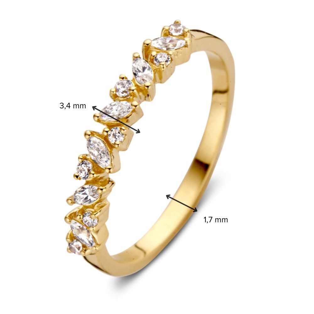 Or jaune 14 carats, tailles uniques, monture élégante en demi-ronde