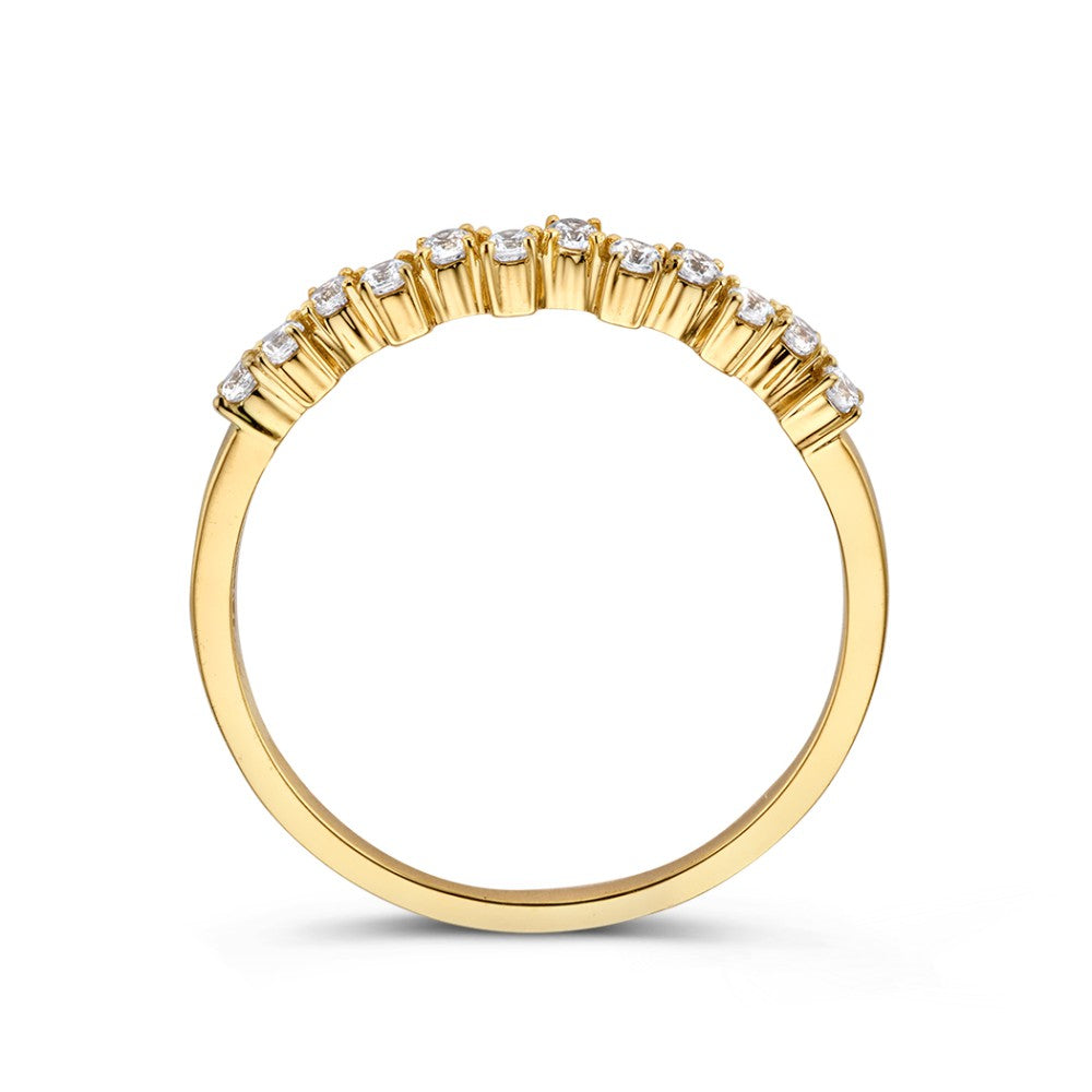Bague en Or Jaune Fins avec Zircones Étincelants – Or Jaune 14 Carats