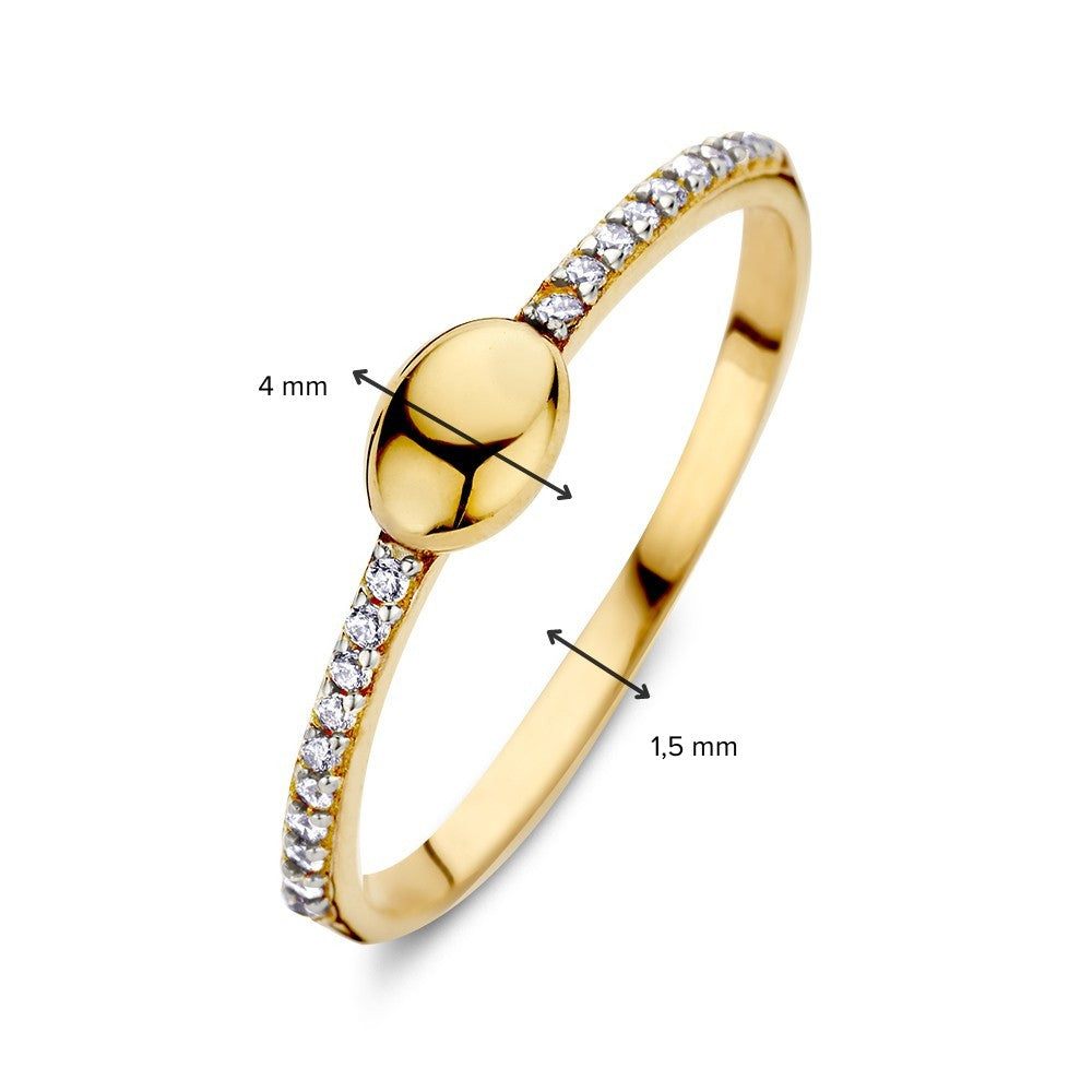 Bague en or jaune avec élément ovale et zircones – Élégance simple