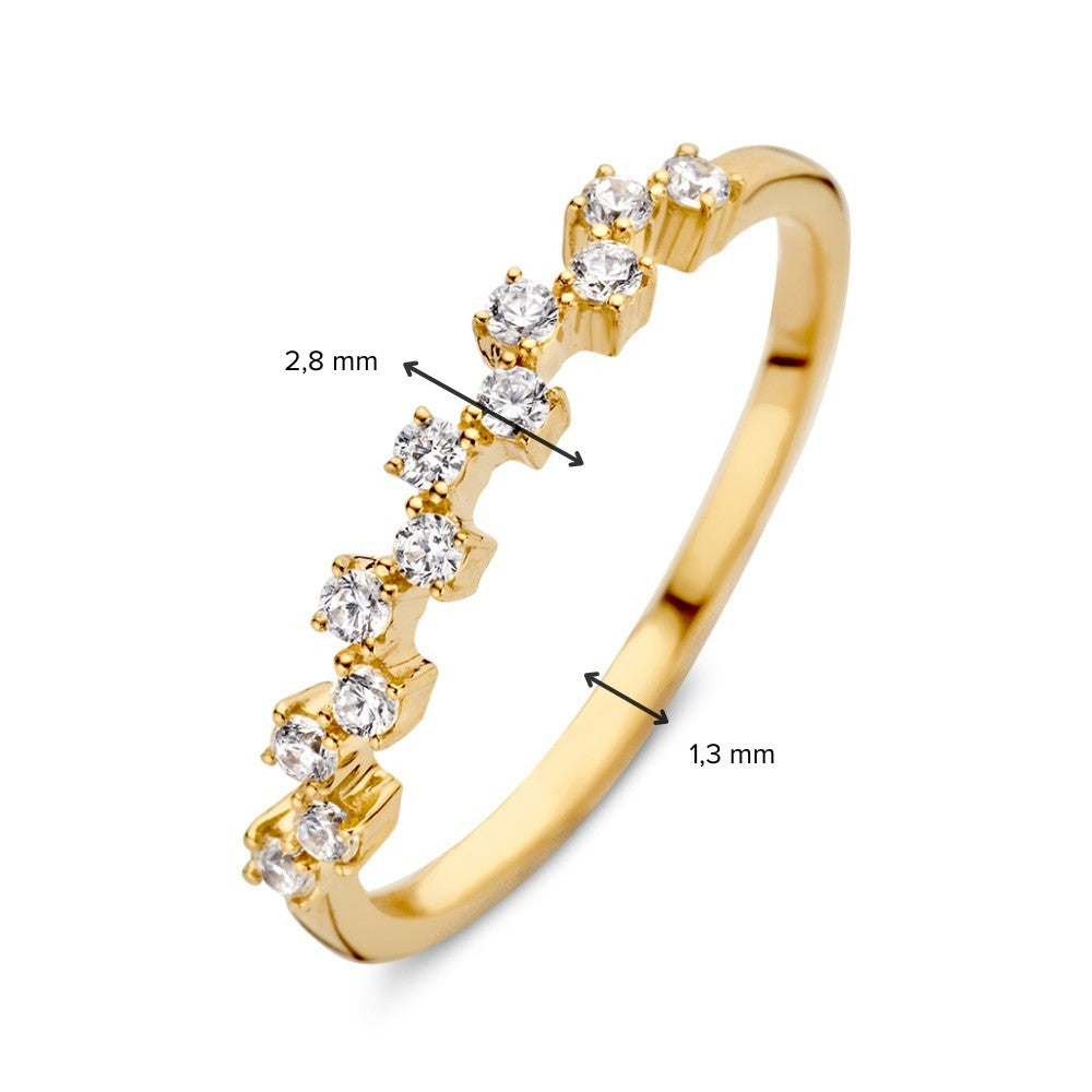 Bague en Or Jaune Fins avec Zircones Étincelants – Or Jaune 14 Carats