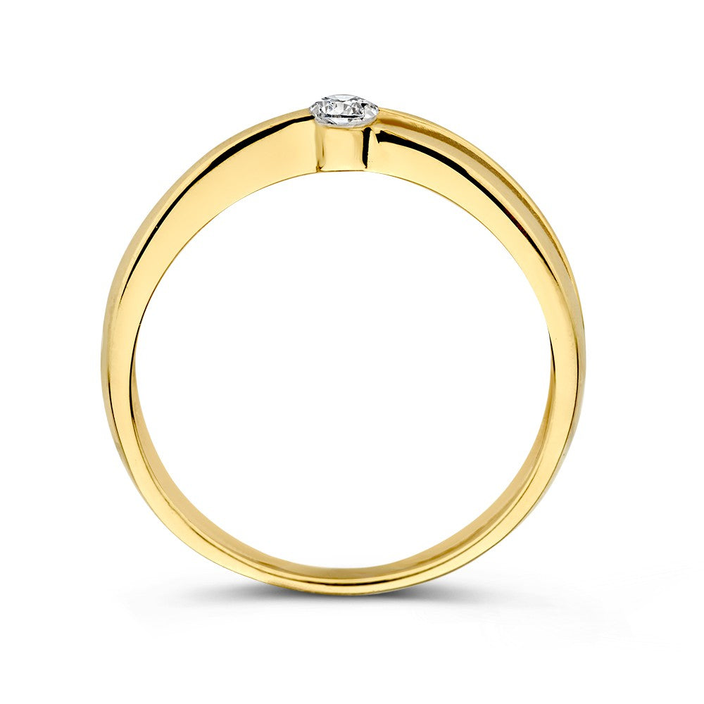 Bague en or jaune 14K avec zircone - Bijou élégant pour femme