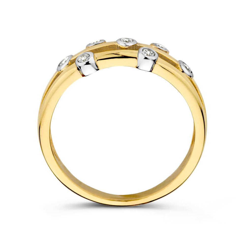bague en or 14K avec zircone en sertissage rond, bijou élégant pour femme
