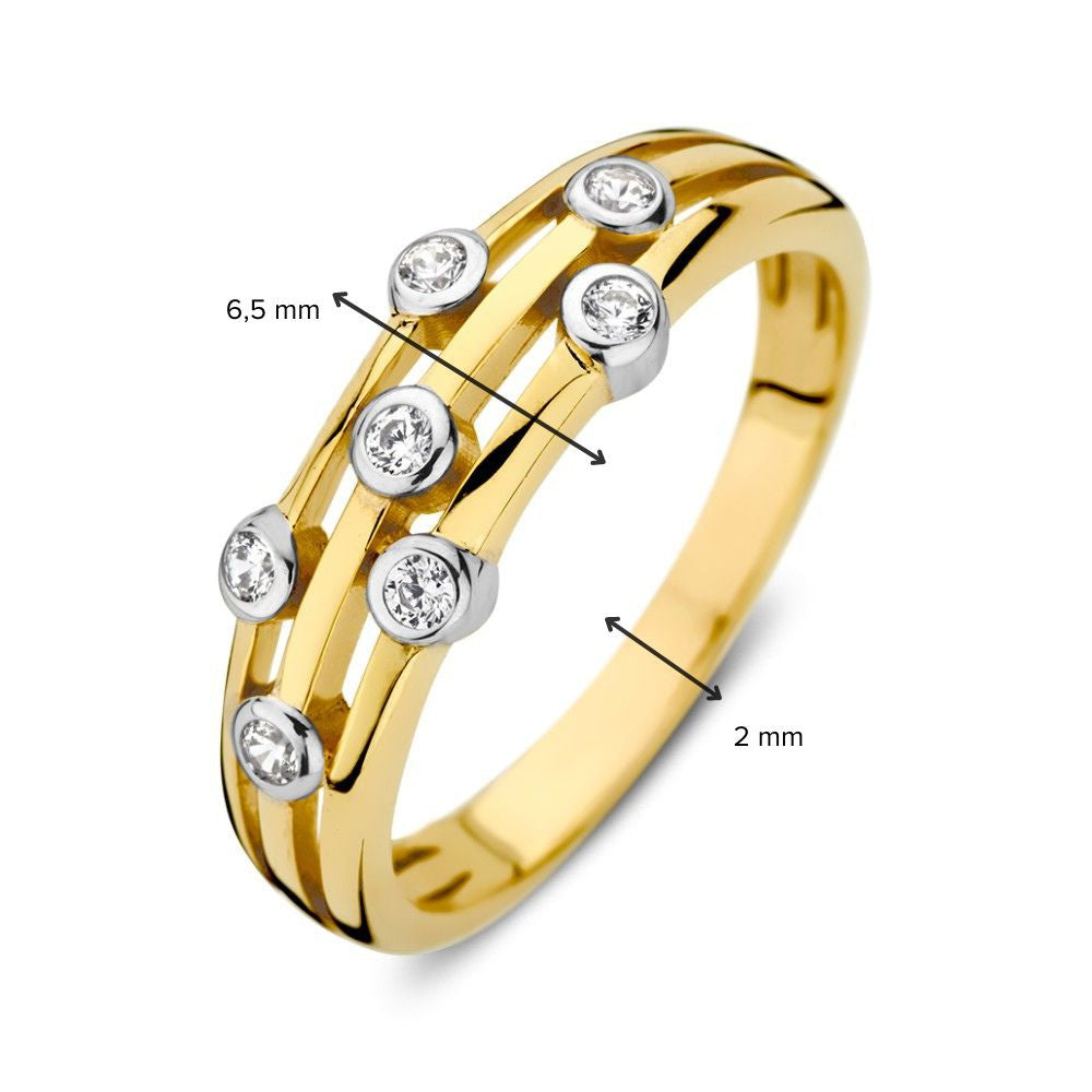 bague en or 14K avec zircone en sertissage rond, bijou élégant pour femme
