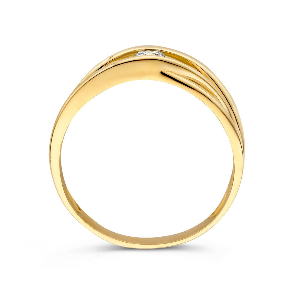 Bague Élégante en Or Jaune avec Bandes Croisées et Fines Zircones – Bijoux Intemporels pour la Femme Moderne