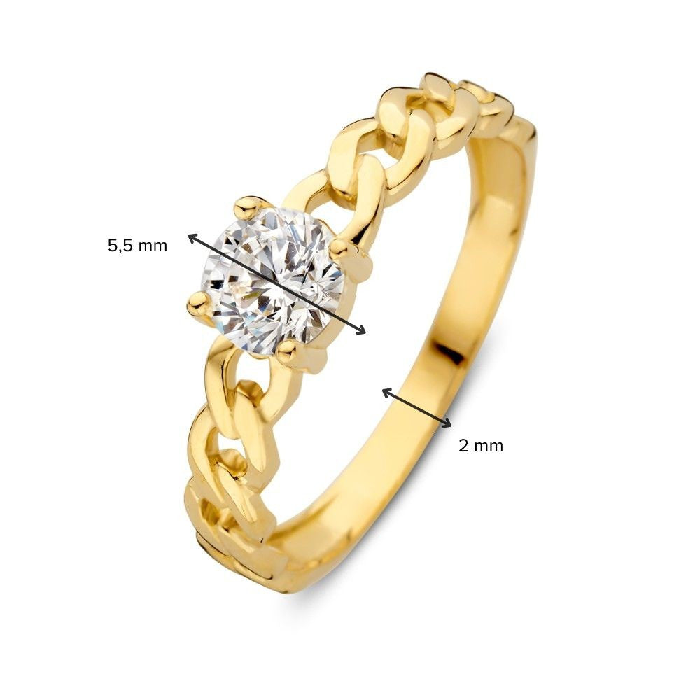 Bague en or avec maille gourmet et zircone – Une combinaison parfaite d'élégance et de modernité