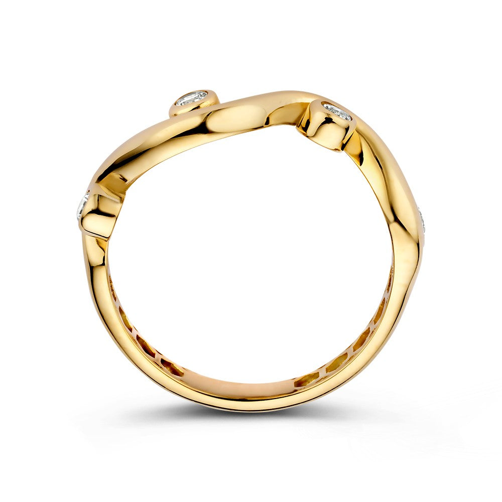 Bague en Or Jaune Ludique avec Zircones en Sertissage Ronde – Une Touche Joyeuse pour Chaque Look