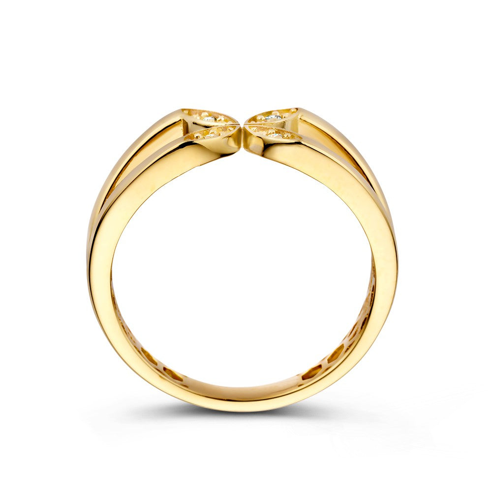 Bague en Or Jaune avec Design de Fleur et Zircone – Élégance dans les Détails