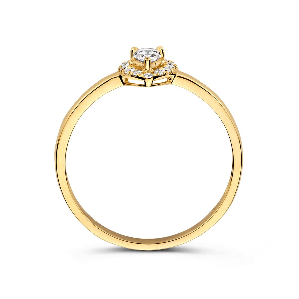 Bague élégante en or jaune avec zircone en forme de poire – Luxe subtil
