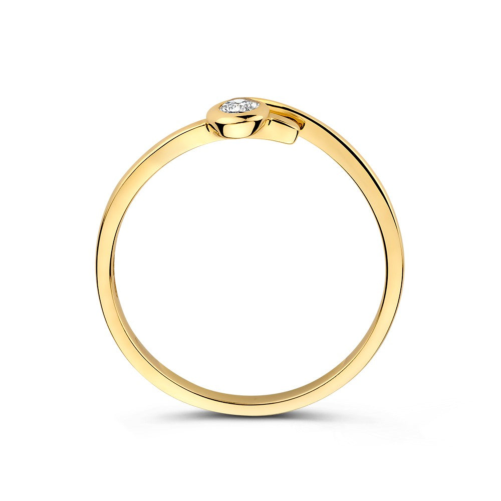 Bague en Or Jaune Raffinée avec Zircone en Monture Élégante – Élégance Subtile pour Chaque Occasion