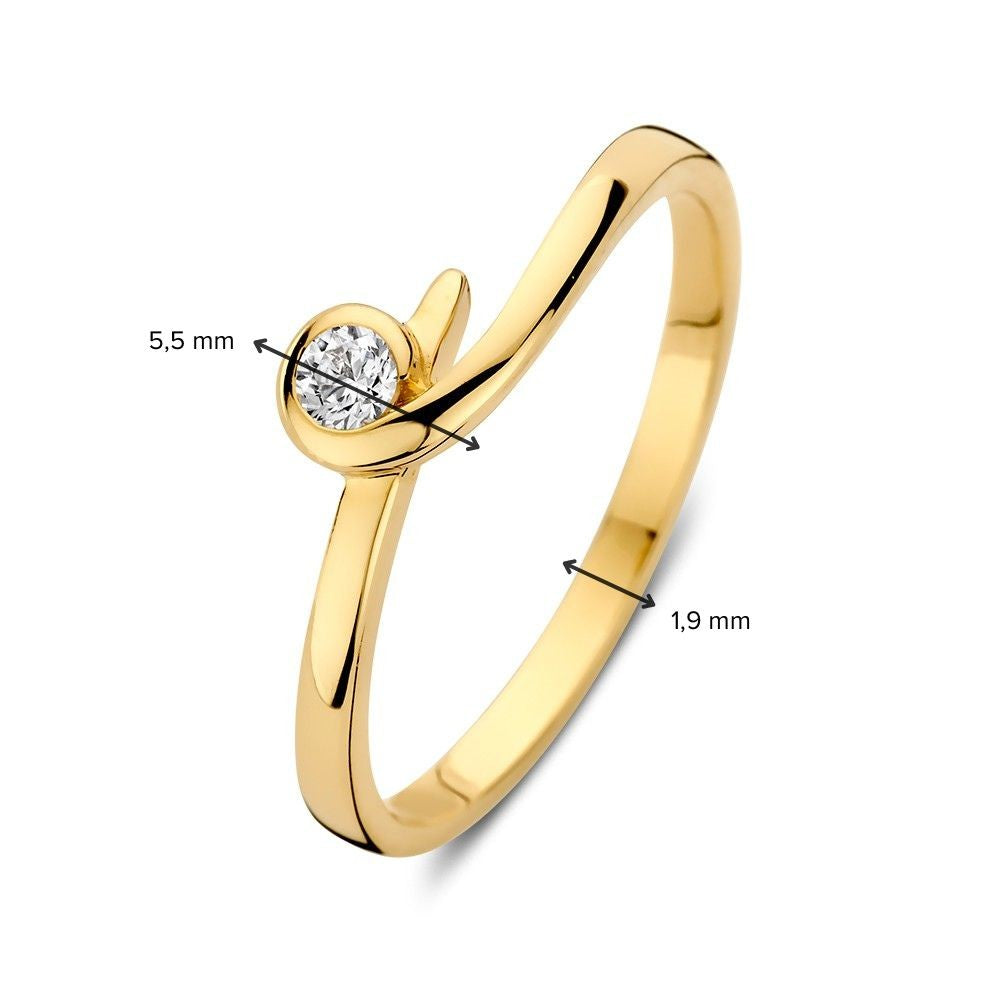 Bague en Or Jaune Raffinée avec Zircone en Monture Élégante – Élégance Subtile pour Chaque Occasion