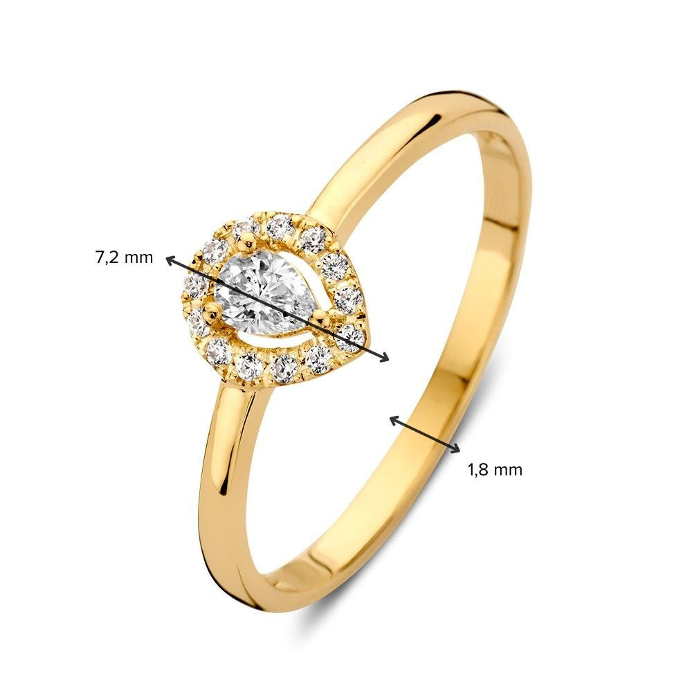Bague élégante en or jaune avec zircone en forme de poire – Luxe subtil
