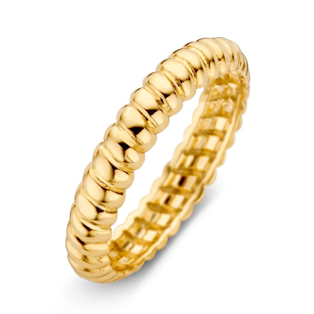 Bague en or jaune 14 carats avec un design subtil et texturé.