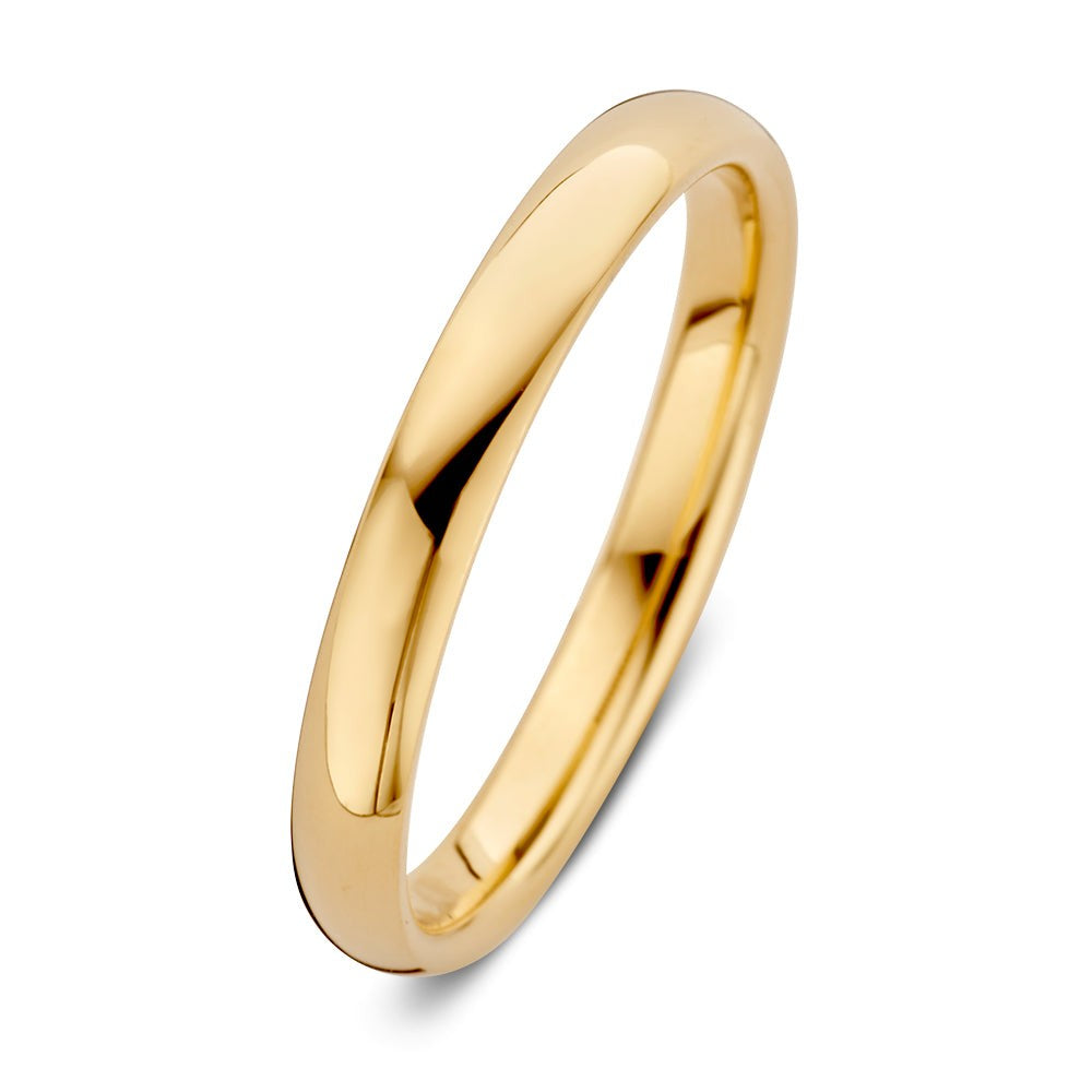 bague en or jaune de 3 mm, finition lisse et brillante
