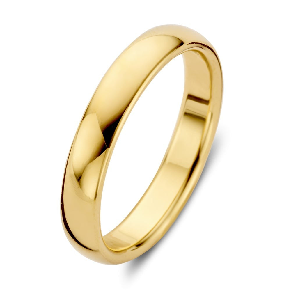 Bague en or jaune de 4 mm, au design lisse et brillant.