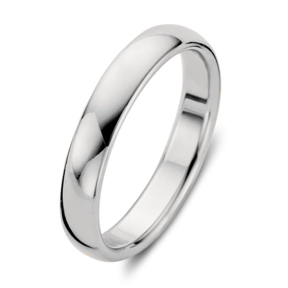 Bague en or blanc de 4 mm, finition lisse et brillante.