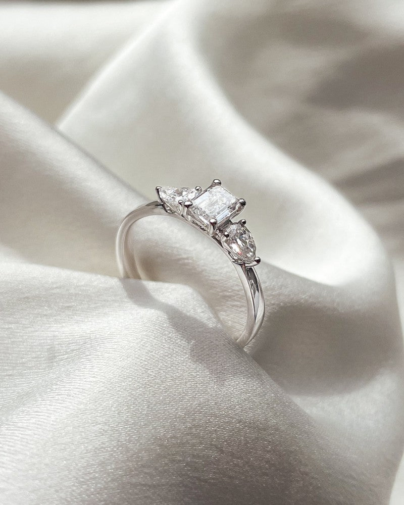 Bague Lize 0,90 crt. or blanc