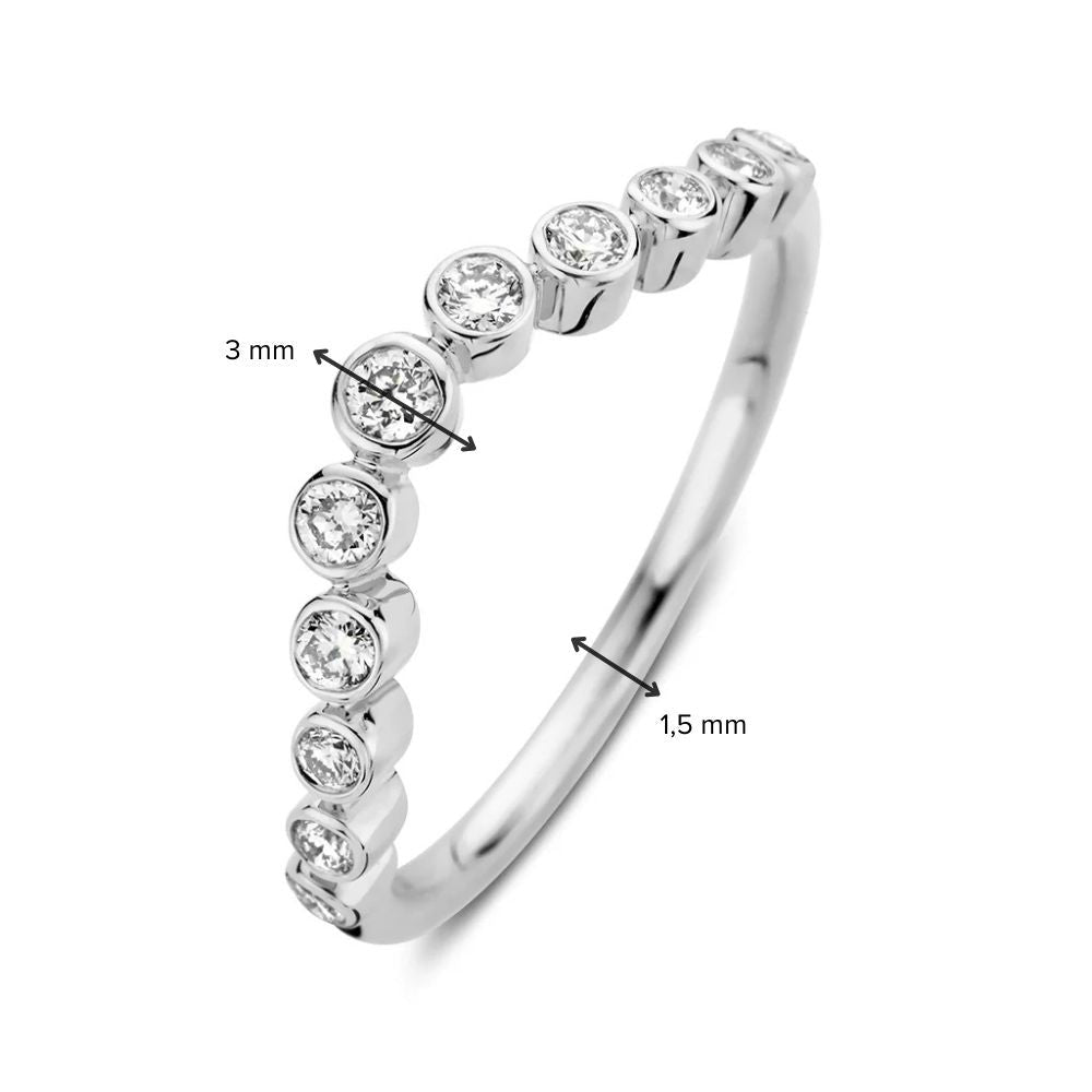 Bague Luna wave 0,26 crt. or blanc