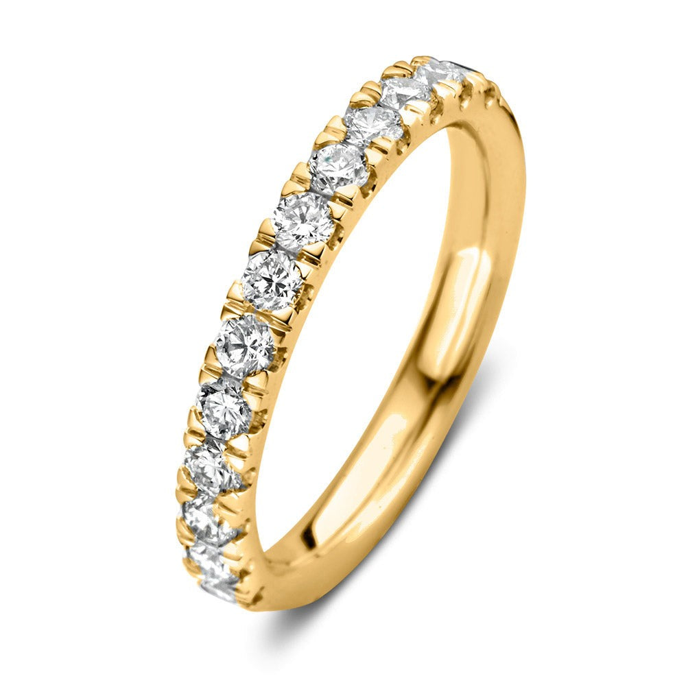 Bague en or jaune ornée de diamants brillants, avec un total de 0,86 carat.