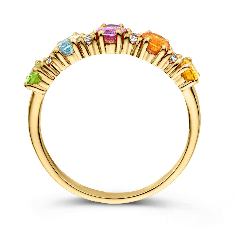 Bague en or rose 18kt avec saphirs arc-en-ciel et diamants – Van der Kooij Luxe Sieraad