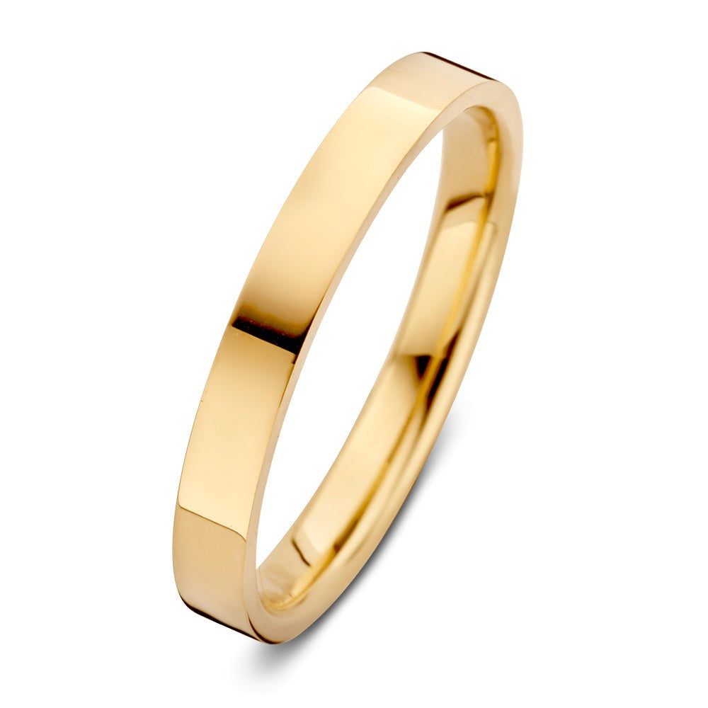 Bague en or jaune de 3 mm, au design simple et moderne.