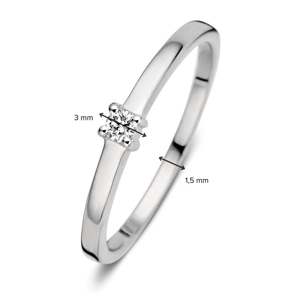Bague subtile en or blanc 14 carats avec diamant de 0,06 carat