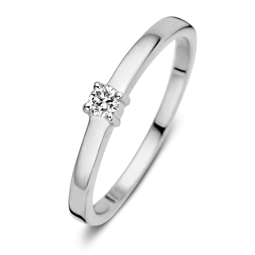 Bague en or blanc 14 carats avec un brillant de 0,09 carat.