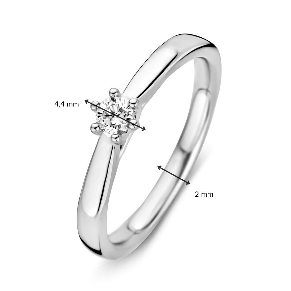 Bague élégante en or blanc 14 carats avec diamant brillant de 0,14 carat