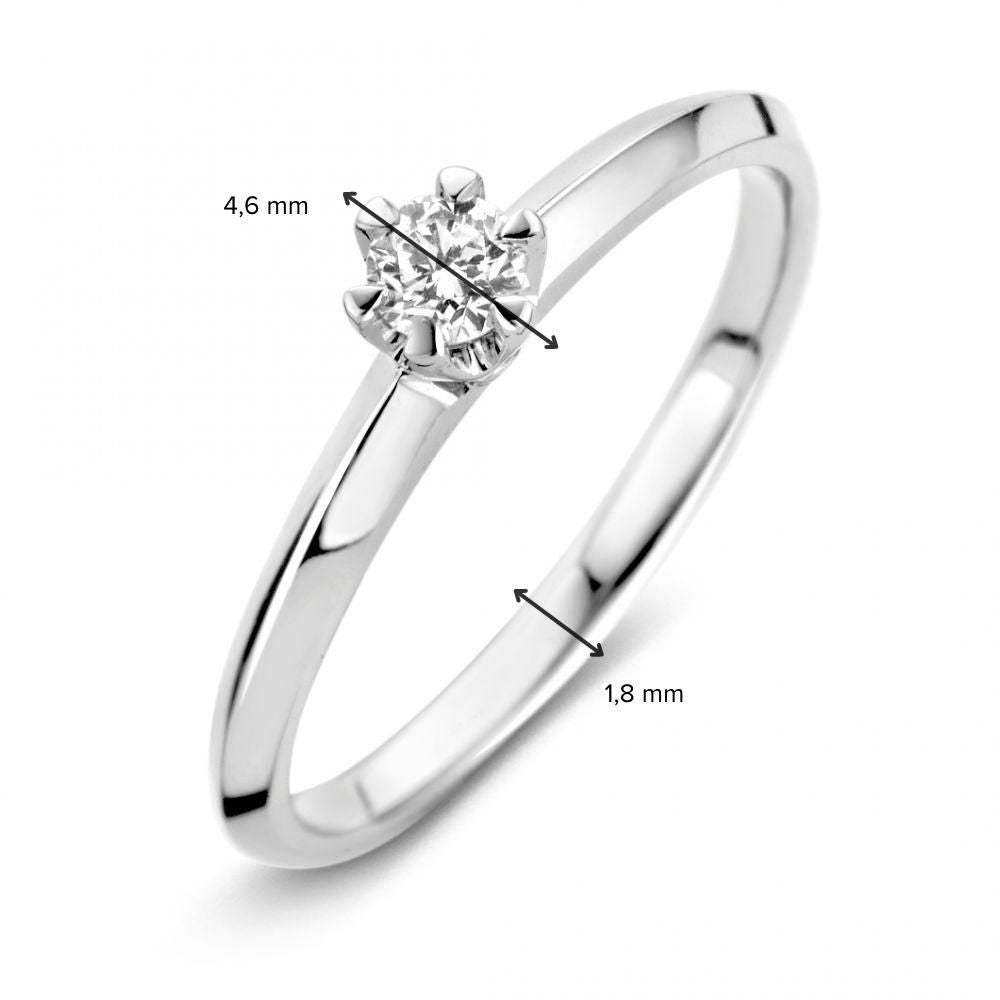 Bague élégante en or blanc 14 carats avec diamant brillant de 0,19 carat