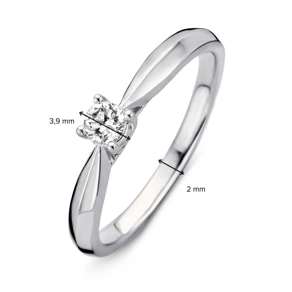 Bague en or blanc 14 carats avec diamant brillant de 0,19 carat
