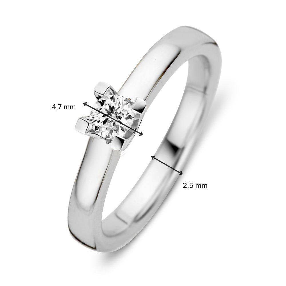 Bague en or blanc 14 carats avec diamant brillant de 0,19 carat et style moderne