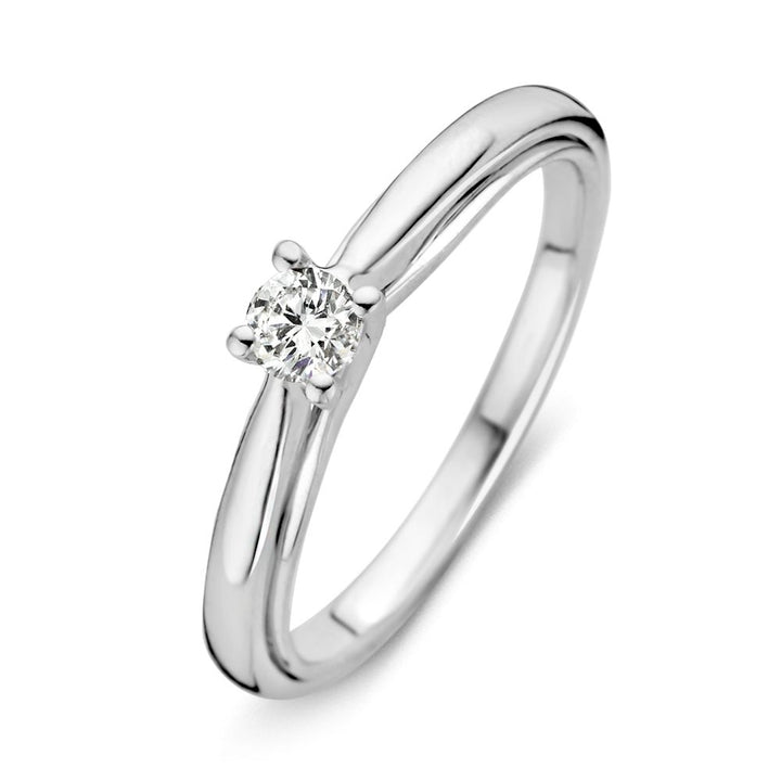 14 Karaat Witgouden Ring met 0,20 Caraat Briljant Diamant