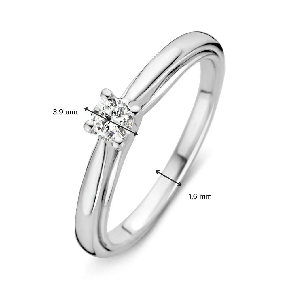 Bague en or blanc 14 carats avec diamant brillant de 0,20 carat