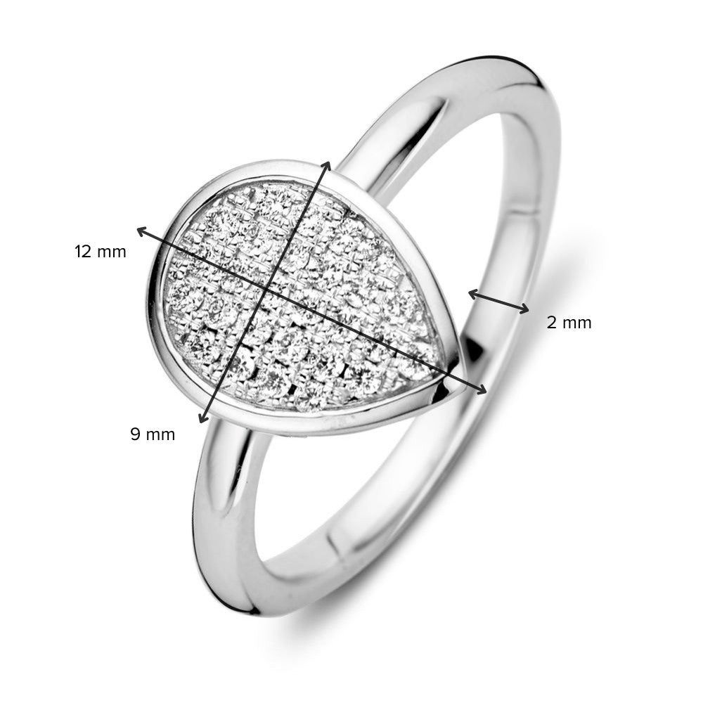 Bague pour femme en or blanc rhodié avec 0,20 carat de diamant en sertissage pavé