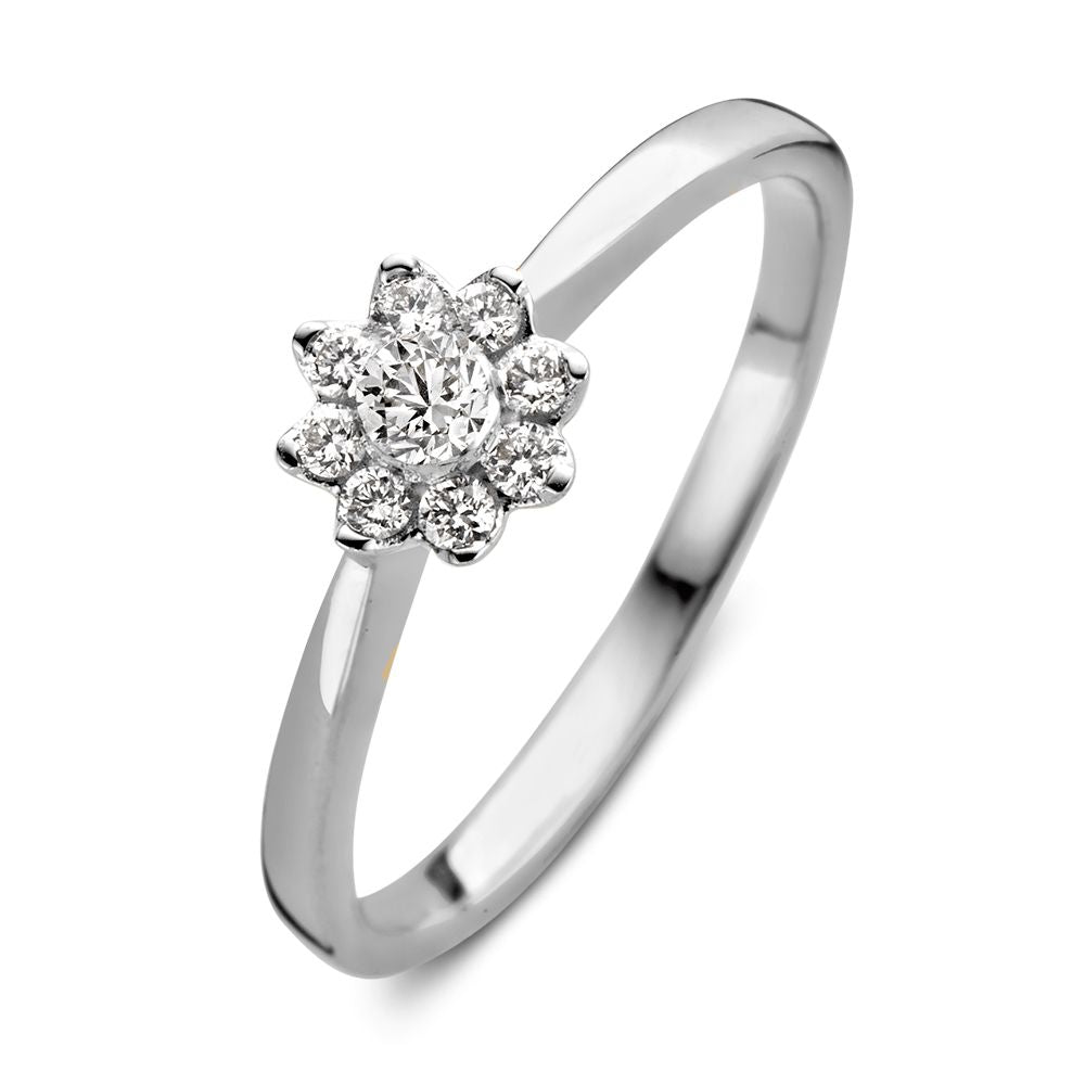 Bague en or blanc 14 carats avec un diamant de 0,21 carat en taille brillant.