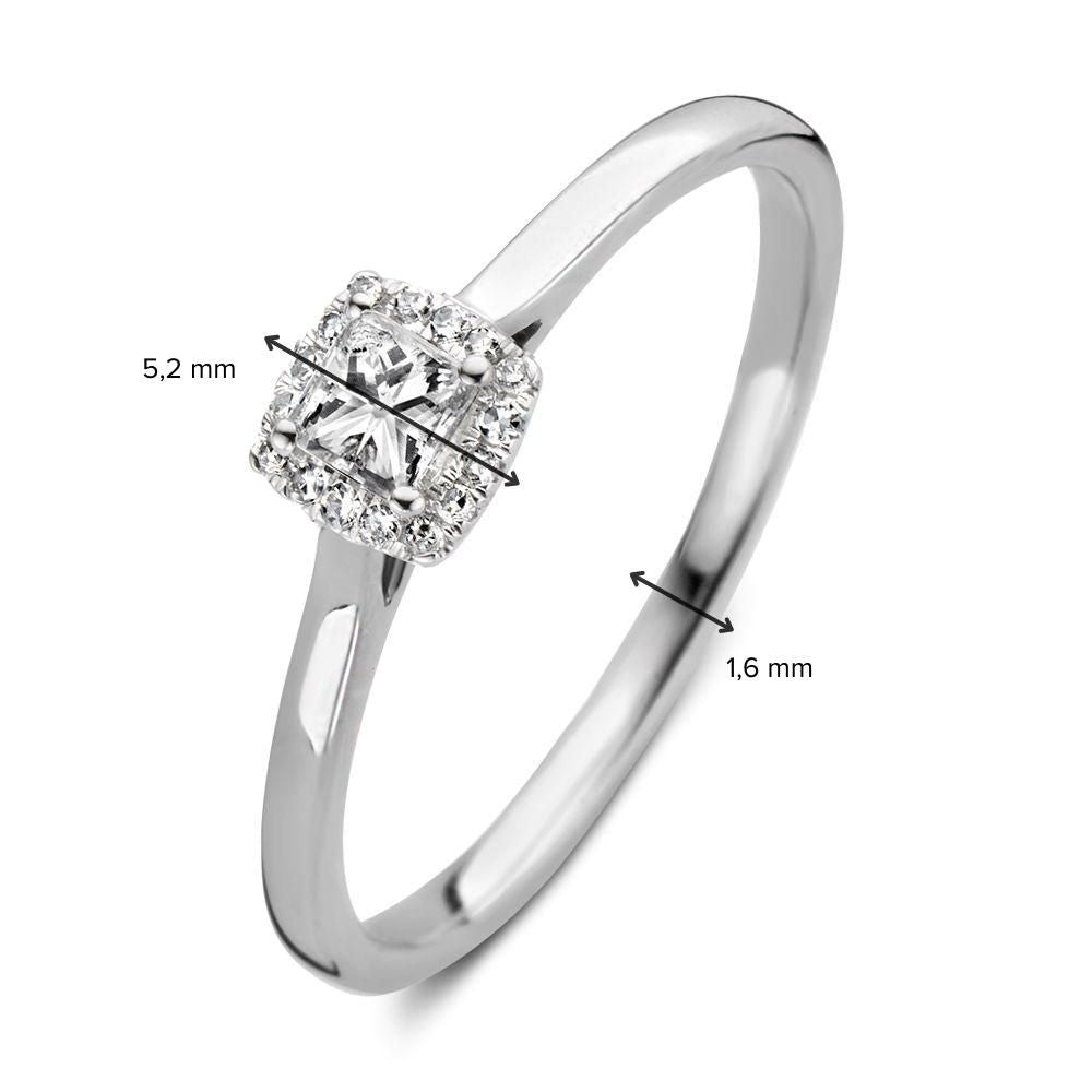 Bague en or blanc élégante avec diamant taille princesse (0,24 carat total)