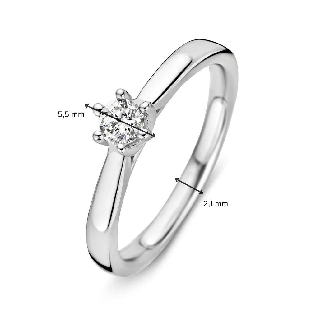 Bague en or blanc sophistiquée avec diamant brillant (0,24 carat total)