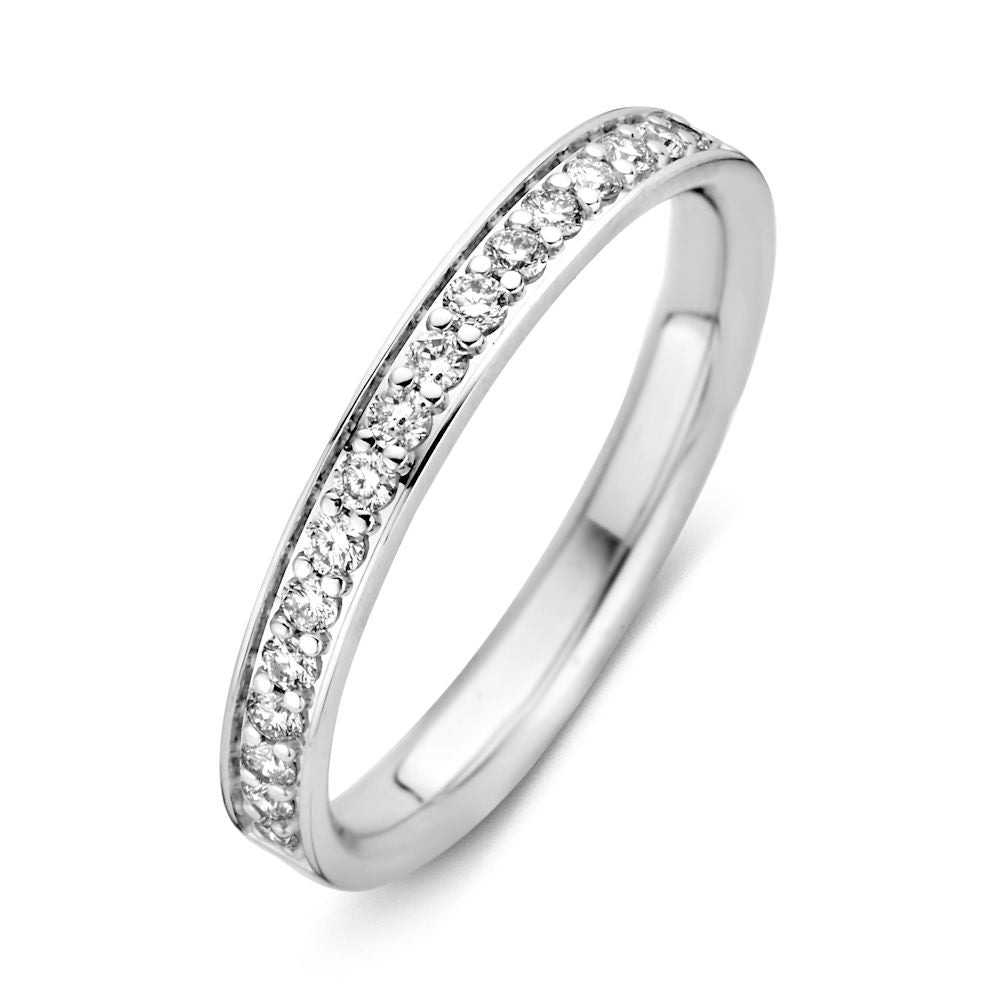 Bague en or blanc lisse ornée de diamants brillants de 0,27 ct.
