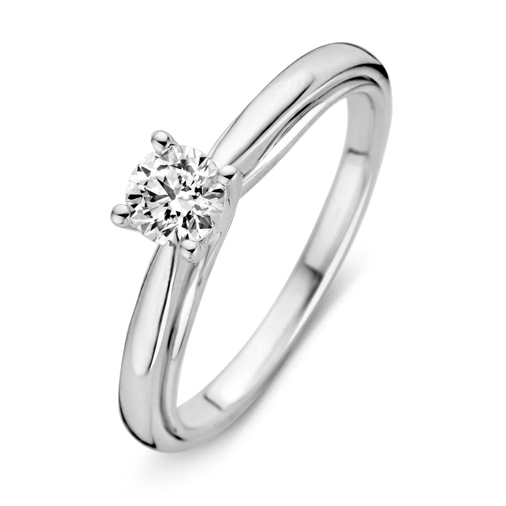 Bague en or blanc élégante avec un diamant brillant de 0,40 carat.
