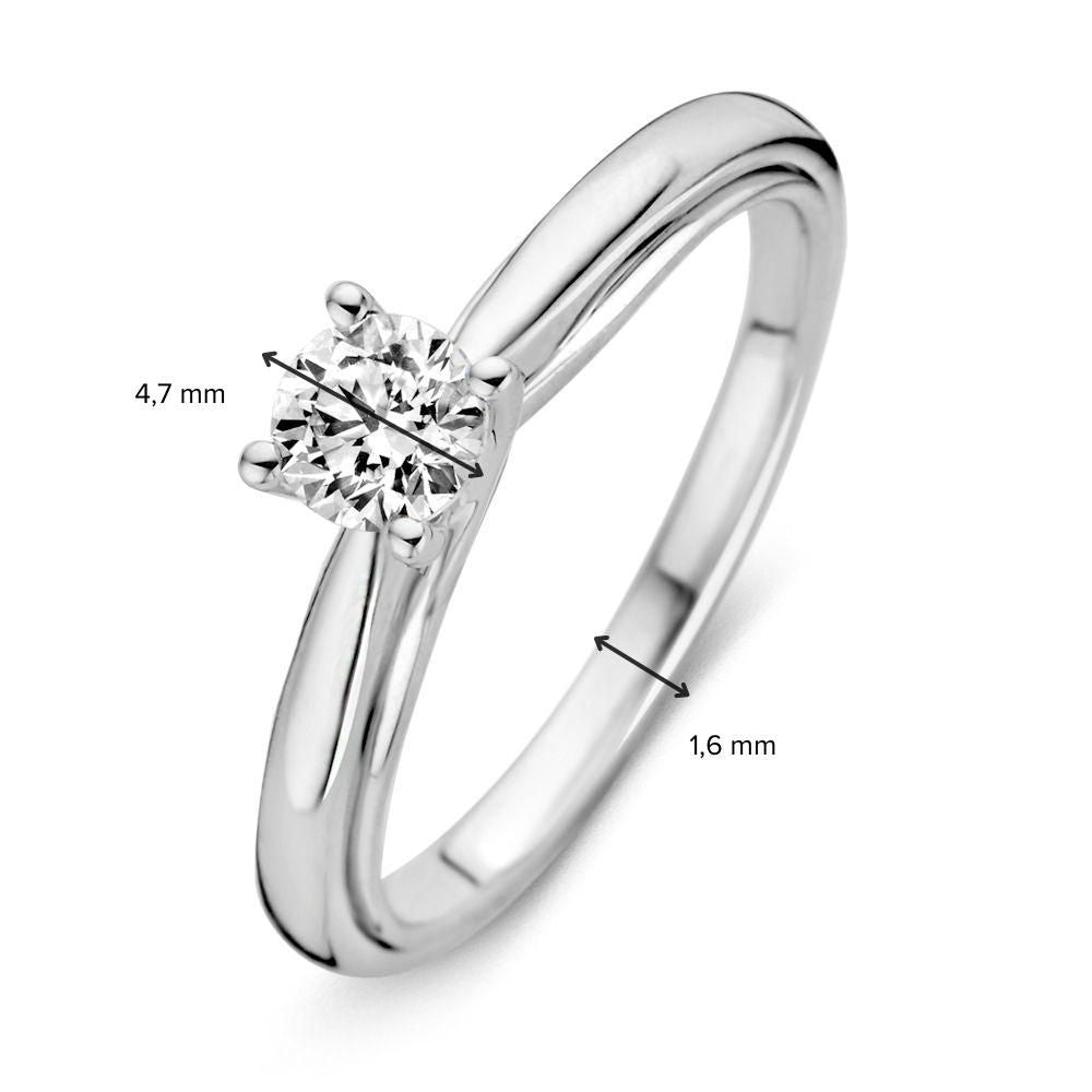 Bague solitaire en or blanc élégant avec diamant brillant de 0,40 carat