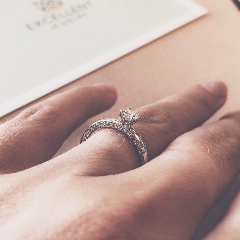 Bague or blanc diamant 0.44 crt.