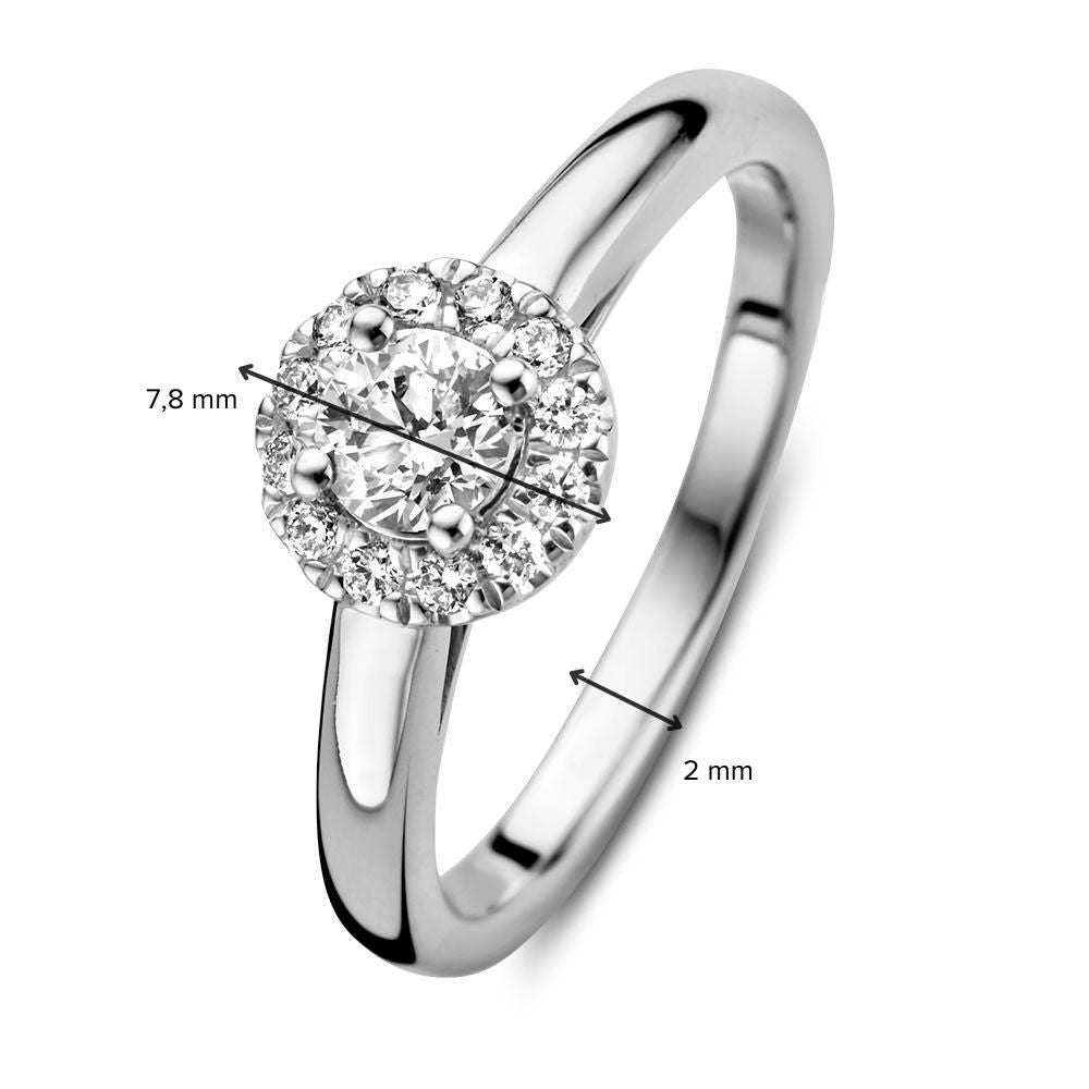 Bague en or blanc élégante avec diamant central de 0,40 carat