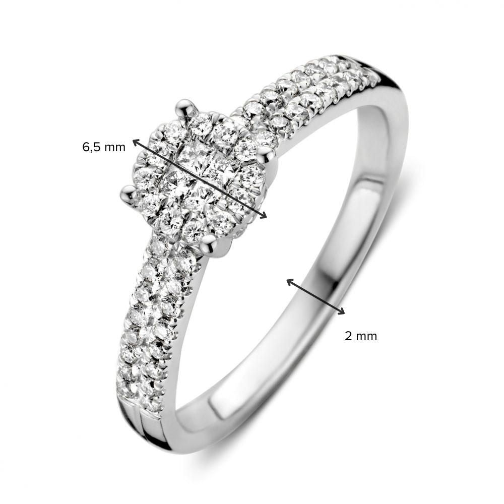 Bague en or blanc élégant avec diamants sertis invisiblement et double rangée de brillance 0.45 crt.